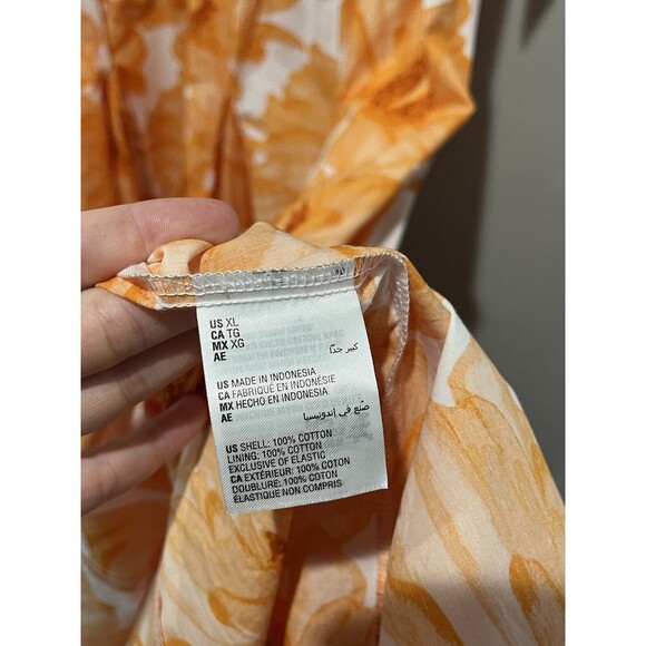 INC International Concepts Dress Women’s XL Orange Mango Maya Floral Cotton Midi - Picture 6 of 9